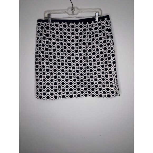 Talbots Blue White Skirt Lined Size 14 Petite Straight Wiggle 19" long - Picture 3 of 5